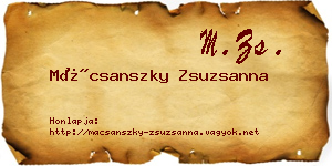 Mácsanszky Zsuzsanna névjegykártya